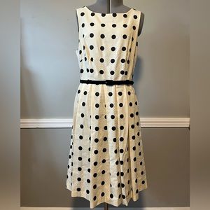 Eva Franco / Anthropologie Size 8 Ivory Dress with Black Polka Dots